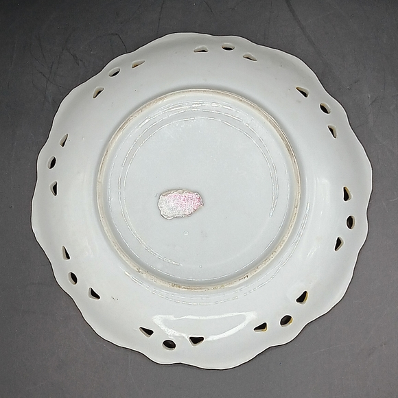 beautifull Rare Vintage Fine Porcelain Floral Saucer Normal Age Wear As Found - Picture 4 of 6